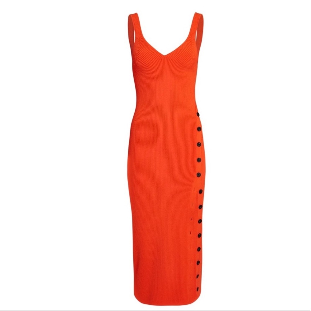 SELF-PORTRAIT Sleeveless Rib Knit Midi Dress